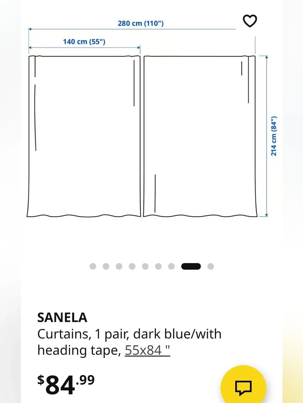 New Pair Of IKEA SANELA Dark Blue Velvet Curtain Panels